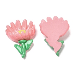 Светло-Коралловый Непрозрачные кабошоны из смолы, цветок, свет коралловый, 32x24x9 мм