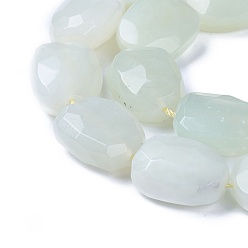Neue Jade Natürlich neu Jade Perlen Stränge, ellipsenförmige, facettiert, 19~23x14~17x8~11 mm, Bohrung: 1.5 mm, ca. 18 Stk. / Strang, 15.1 Zoll (38.5 cm)