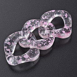 Pearl Pink Transparent Acrylic Linking Rings, Quick Link Connectors, for Curb Chains Making, Twist Oval, Pearl Pink, 31x29x7mm, Inner Diameter: 11x17mm