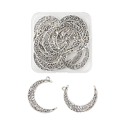 Античное Серебро Сплавочные подвески тибетского стиля, серп, античное серебро, 40x29x1 мм, отверстие : 2.5 мм, 20 шт / коробка