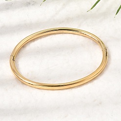 Real 18K Gold Plated 304 Stainless Steel Hinged Cuff Bangles, Torque Bangles for Women, Ion Plating(IP), Real 18K Gold Plated, Inner Diameter: 2.20x2.48 inch(5.6x6.3cm)