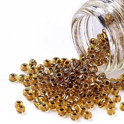 (744) Copper Lined Amber Тохо 11/0 круглые бусины, японский бисер, (744) янтарь с медным покрытием, 11/0, 2.2 мм, отверстие : 0.8 мм, Около 1110 шт / 10 г