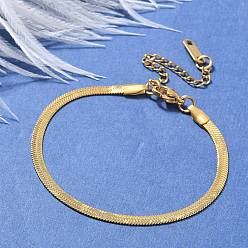 Настоящее золото 18K 304 браслеты из нержавеющей стали в виде змеиной цепи для женщин и мужчин, ионное покрытие (ip), реальный 18 k позолоченный, 5-7/8x1/8 дюйм (15 см), широк: 2.5 мм