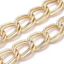 Золотой Алюминиевые двойные цепи, несварные, с катушкой, золотые, 31.5x21.5x3 мм, около 16.40 футов (5 м) / рулон