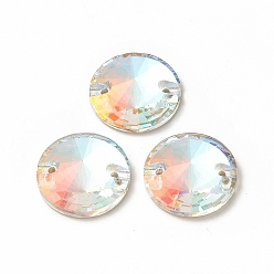 Light Crystal AB Конусообразная форма пришивается стразами, k 5 стеклянный страз, 2-отверстие ссылка, плоская спинка с покрытием, швейные украшения, свет кристалл AB, 18x6 мм, отверстие : 1.2 мм