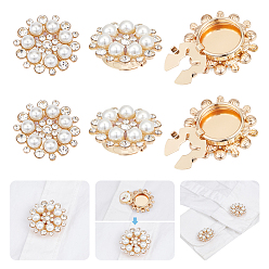 Золотой 4шт. запонки из сплава со стразами, с пластиковой имитационной жемчужиной, золотые, 28 мм