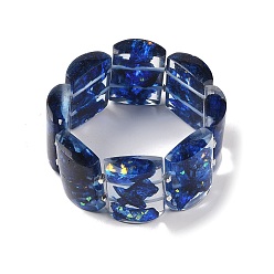 Dark Blue Epoxy Resin Dyed Natural Imperial Jasper Flat Rectangle Beaded Stretch Bracelets for Women, Dark Blue, Inner Diameter: 2-1/4 inch(5.75cm), 30mm
