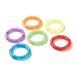 Mixed Color Acrylic Tube Beaded Stretch Bracelets Set, Mixed Color, Inner Diameter: 2 inch(5cm), 6pcs/set