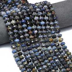 дюмортьерит Натуральные нити из бисера, граненые, рондель, с бисером, 8.5~10x5.5~6.5 мм, отверстие : 1 мм, около 43~45 шт / нитка, 15.35'' (39 см)