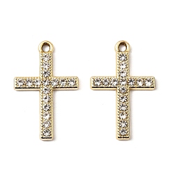 Золотой Подвески со стразами из сплава с УФ-покрытием, крестик, золотые, 26x16.5x2.5 мм, отверстие : 1.8 мм