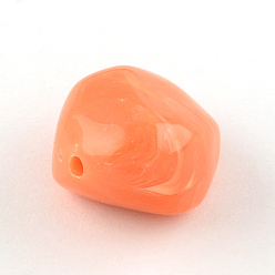 Coral Nuggets Imitation Gemstone Acrylic Beads, Coral, 25x24x17mm, Hole: 3mm, about 84pcs/500g