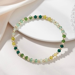 Желто-Зеленый Браслеты из окрашенного натурального малайзийского нефрита и синтетического гематита для женщин, рондель и круглый, желто-зеленый, внутренний диаметр: 2.13 дюйм (5.4 см)