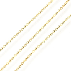 Настоящее золото 18K Медные кабельные цепи, без кадмия, без никеля и без свинца, с катушкой, несварные, реальный 18 k позолоченный, 1.5x1.2x0.2 мм, около 32.81 футов (10 м) / рулон
