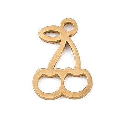 Золотой Полые 304 подвески из нержавеющей стали, вишня, золотые, 11x7.5x1 мм, отверстие : 1.2 мм