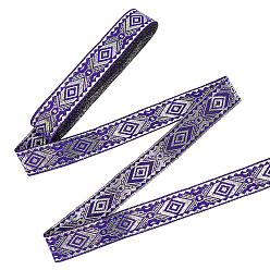 Фиолетовый Вышивка полиэфирными лентами в этническом стиле, жаккардовая лента, тирольская лента, аксессуары для одежды, плоский, фиолетовые, 3/4 дюйм (20 мм), около 7.70 ярдов (7.04 м) / пачка