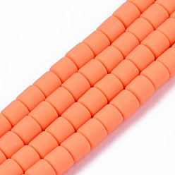 Coral Handmade Polymer Clay Bead Strands, Column, Coral, 6.5x6mm, Hole: 1.2mm, about 61pcs/strand, 15.75 inch(40cm)