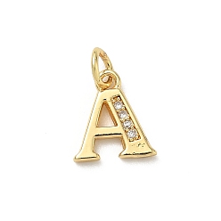 Letter A Латунные микро проложить кубического циркония прелести, без кадмия и без свинца, реальный 18 k позолоченный, с целью перехода в кольце, буква a, 11x10x1.5 мм, Перейти кольцо: 5x1 мм, 3.5 мм внутренним диаметром