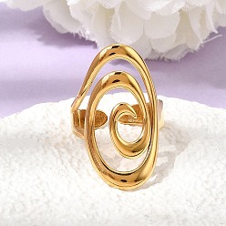 Настоящее золото 18K 304 открытые кольца-манжеты из нержавеющей стали для женщин, спираль, ионное покрытие (ip), реальный 18 k позолоченный, 29.5 мм, размер США 7 1/4 (17.5 мм)
