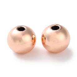 Розовое Золото Стойки обшивки латунные бусины, долговечный, без свинца и без кадмия, круглые, розовое золото , 8x7 мм, отверстие : 2 мм