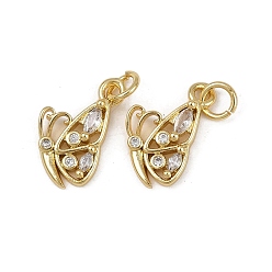 Настоящее золото 18K Латунные микро проложить кубического циркония подвески, бабочки прелести, с целью перехода в кольце, долговечный, без кадмия и без свинца, стойки покрытие, реальный 18 k позолоченный, 16x9x3 мм, отверстие : 3 мм