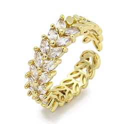 Настоящее золото 18K Открытое кольцо-манжета из листовой латуни с микропаве из кубического циркония для женщин, без кадмия и без свинца, долговечный, реальный 18 k позолоченный, регулируемый