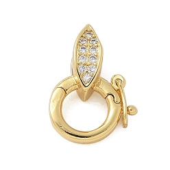 Horse Eye Застежки-твистеры из латуни с микропейвом и прозрачным фианитом, стойки покрытие, без кадмия и без свинца, долговечный, реальный 18 k позолоченный, лошадиный глаз , 15x11x5.5 мм, отверстие : 5.5 мм