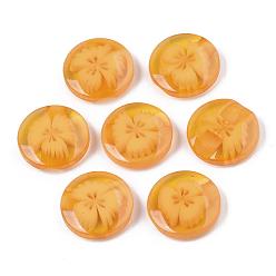 Orange Translucent Pattern Buttons, Resin Button
, Orange, about 14mm in diameter, hole: 1mm, about 270pcs/bag