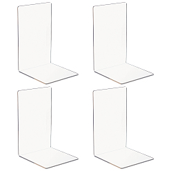 White L-Shape Acrylic Bookends, Desktop Book Holder Organizer, White, 12x18.5cm