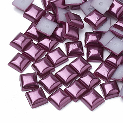 Purple ABS Plastic Imitation Pearl Cabochons, Square, Purple, 6x6x3.5mm, about 5000pcs/bag