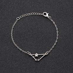 Козерог 12 браслеты созвездия из сплава со стразами, браслеты-цепочки для женщин, звездочкой, Козерог, 6-3/4 дюйм (17 см)