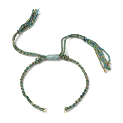 Разноцветный Плетеный браслет из хлопкового шнура, с латунными кольцами золотистого оттенка, красочный, 6-3/4~10-3/8 дюйм (17~26.5 см)