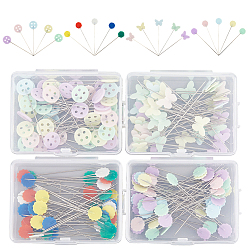 Mixed Shapes 4коробки 4 стили железные булавки, с пластиковой шаровой головкой и ящиком для хранения, разнообразные, 45~55x10~12.5x1.5 мм, 1 коробка / стиль