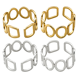Oval 2 цвета 304 регулируемые манжеты из нержавеющей стали для женщин, овальные, 9 мм, внутренний диаметр: 18 мм, 2 шт / цвет