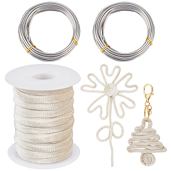 Silbern Silberfarbig 10 Meter glitzerndes Samtband, mit 2 Rollen Aluminiumdraht, Silbern Silberfarbig