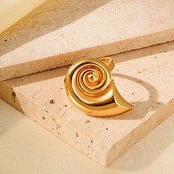 Золотой Регулируемые 304 манжеты из нержавеющей стали для женщин, в форме раковины, золотые, 27x18.5 мм, размер США 6 1/2 (16.9 мм)