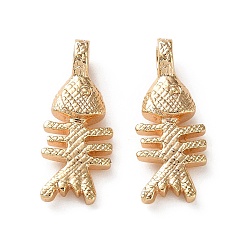 Настоящее золото 18K Подвески из морской латуни, Очарование рыб, реальный 18 k позолоченный, 18.5x7.5x3~4 мм, отверстие : 2.5x2 мм