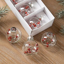 Red Glass Pendants, for Party Decoration, Round, Red, 40mm, 6pcs/set