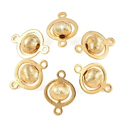 Real 18K Gold Plated SHEGRACE Brass Round Links, Connector Charms, Cadmium Free & Nickel Free & Lead Free, Real 18K Gold Plated, 13.5x10x6mm, Hole: 1.2mm
