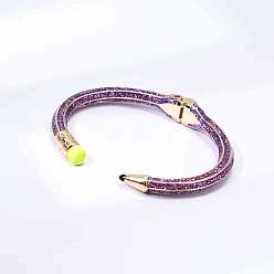 Темно-Фиолетовый Браслеты-манжеты из сплава с эмалью в виде карандаша, шарнирные браслеты для женщин, cmолой, темно-фиолетовый, внутренний диаметр: 2-3/8 дюйм (6 см)