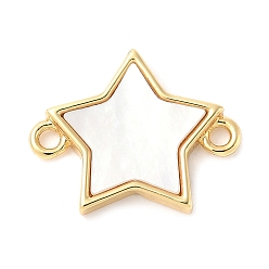 Звезда Подвески-соединители из натуральной белой латуни, реальный 18 k позолоченный, долговечный, без свинца и без кадмия, стойки покрытие, звезда, 12.5x16x2 мм, отверстия : 1.4 mm и 1.5 мм