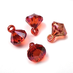Red UV Plating Acrylic Pendants, Diamond, Red, 21x12mm, Hole: 3.2mm