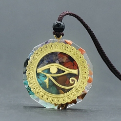 Eye of Ra Ожерелье с подвеской из смолы и натуральными и синтетическими драгоценными камнями чакра, глаз Ра, 14.57 дюйм (37 см)