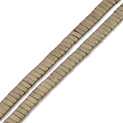 Light Gold Plated Electroplated Frosted Non-magnetic Synthetic Hematite Beads Strands, Rectangle, 2-Hole, Light Gold Plated, 5x2x2mm, Hole: 0.8mm, about 193pcs/strand, 8.27 inch(21cm)