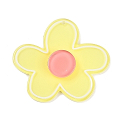 Светло-желтый Акриловые подвески, цветок, светло-желтый, 40.5x45.5x5 мм, отверстие : 2 мм