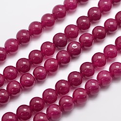 Medium Violet Red Natural & Dyed Malaysia Jade Bead Strands, Round, Medium Violet Red, 10mm, Hole: 1.0mm, about 38pcs/strand, 15 inch