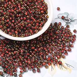 (123L) Белый крем непрозрачный блеск Бисер из стекла , с половиным покрытием, внутри цветов, круглое отверстие, круглые, огнеупорный кирпич, 4x3 мм, отверстие : 1.4 мм, 5000 шт / фунт