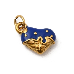 Синий 304 из нержавеющей стали шармы эмали, прелести в форме сердца, ионное покрытие (ip), реальный 18 k позолоченный, синие, 12x14.5x4.5 мм, отверстие : 3.2 мм