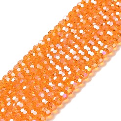 Темно-Оранжевый Прозрачные стеклянные бусины, 32 граней, с покрытием AB цвета, круглые, темно-оранжевый, 4.5x4 мм, отверстие : 1 мм, около 94~95 шт / нитка, 13.98'' (35.5 см)