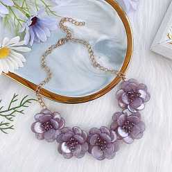 Серо-розавый Ожерелья из натуральных ракушек для женщин, Сплав цепи ожерелья, золотые, увядшая роза, 15.75 дюйм (40 см)