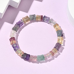 Флюорит Природные флюорита браслеты из бисера, эластичные браслеты для женщин, колонка, бусина : 9~10x8~8.5 mm, внутренний диаметр: 2-3/8 дюйм (6.1 см)